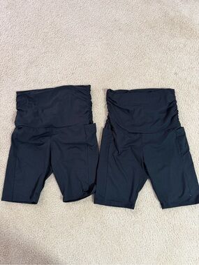 High-Waist Black Maternity Bike Shorts